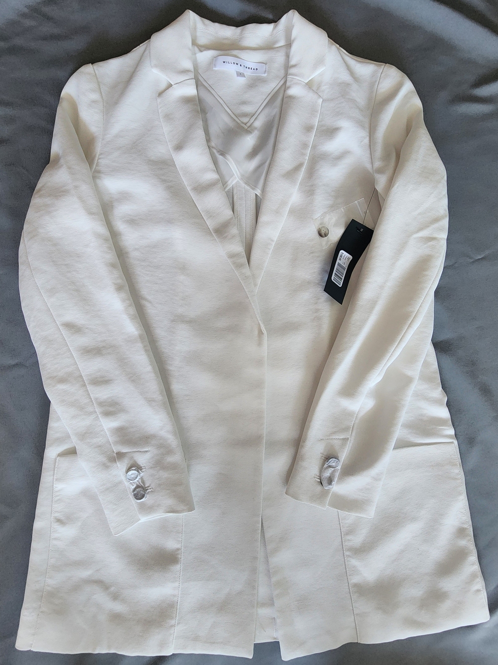 NWT Willow & Thread White Textured Blazer Open Front Jacket Sz 4